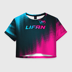 Футболка 3D укороченная женская Lifan Auto Neon Gradient, цвет: 3D-принт
