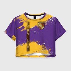 Футболка 3D укороченная женская PORSCHE- LAKERS COLORS, цвет: 3D-принт