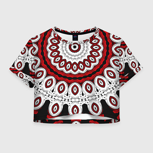 Женский топ Красно-черный калейдоскоп мандала / 3D-принт – фото 1