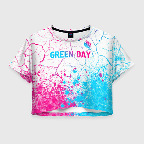 Женский топ Green Day neon gradient style: символ сверху / 3D-принт – фото 1