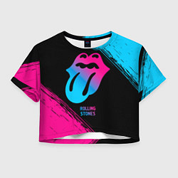 Футболка 3D укороченная женская Rolling Stones - neon gradient, цвет: 3D-принт