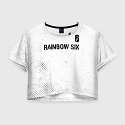 Футболка 3D укороченная женская Rainbow Six glitch на светлом фоне: символ сверху, цвет: 3D-принт