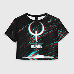 Футболка 3D укороченная женская Quake в стиле glitch и баги графики на темном фоне, цвет: 3D-принт