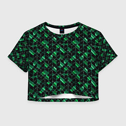 Женский топ Геометрический узор, зеленые фигуры на черном