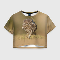 Футболка 3D укороченная женская Штош - мем - совёнок, цвет: 3D-принт