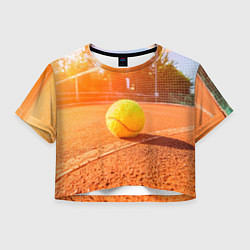 Футболка 3D укороченная женская Теннис - рассвет, цвет: 3D-принт