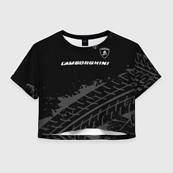 Женский топ Lamborghini speed на темном фоне со следами шин: с