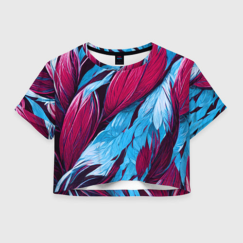 Женский топ Яркие экзотические перья / 3D-принт – фото 1