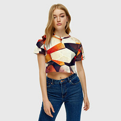 Футболка 3D укороченная женская Объёмная геометрическая абстракция, цвет: 3D-принт — фото 2
