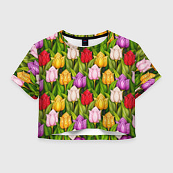 Женский топ Объемные разноцветные тюльпаны
