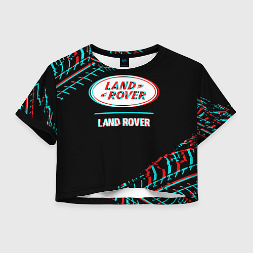 Женский топ Значок Land Rover в стиле glitch на темном фоне / 3D-принт – фото 1