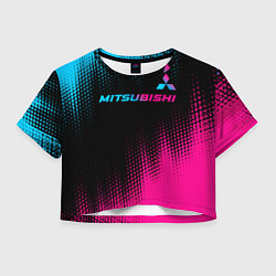 Женский топ Mitsubishi - neon gradient: символ сверху