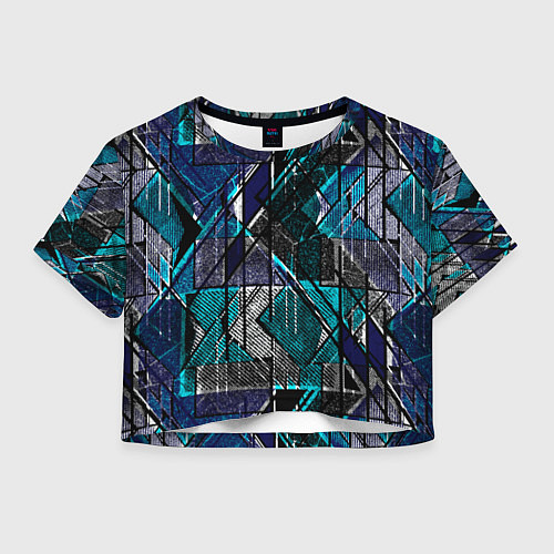 Женский топ Сине - черная гранжевая абстракция / 3D-принт – фото 1