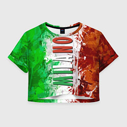 Футболка 3D укороченная женская Флаг Италии - кляксы, цвет: 3D-принт
