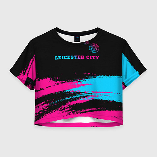 Женский топ Leicester City - neon gradient: символ сверху / 3D-принт – фото 1