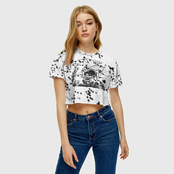 Футболка 3D укороченная женская Паук и цветы, цвет: 3D-принт — фото 2