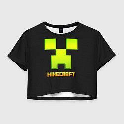 Футболка 3D укороченная женская Minecraft: neon logo, цвет: 3D-принт