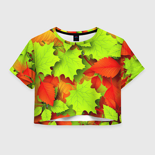 Женский топ Зелёные осенние листья / 3D-принт – фото 1