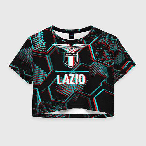 Женский топ Lazio FC в стиле glitch на темном фоне / 3D-принт – фото 1