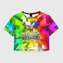 Футболка 3D укороченная женская Sonic Colours - Hedgehog - Video game, цвет: 3D-принт
