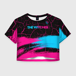 Футболка 3D укороченная женская The Witcher - neon gradient: символ сверху, цвет: 3D-принт