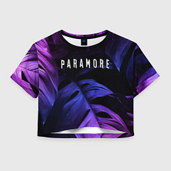 Футболка 3D укороченная женская Paramore neon monstera, цвет: 3D-принт