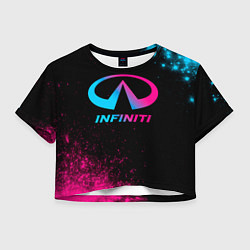 Футболка 3D укороченная женская Infiniti - neon gradient, цвет: 3D-принт