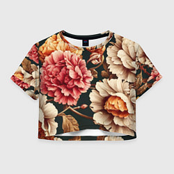 Футболка 3D укороченная женская Цветы в стиле рококо, цвет: 3D-принт