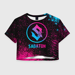 Футболка 3D укороченная женская Sabaton - neon gradient, цвет: 3D-принт