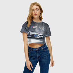 Футболка 3D укороченная женская BMW M4 GT4 - racing team - motorsport, цвет: 3D-принт — фото 2