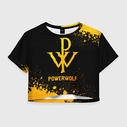 Футболка 3D укороченная женская Powerwolf - gold gradient, цвет: 3D-принт