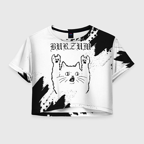 Женский топ Burzum рок кот на светлом фоне / 3D-принт – фото 1