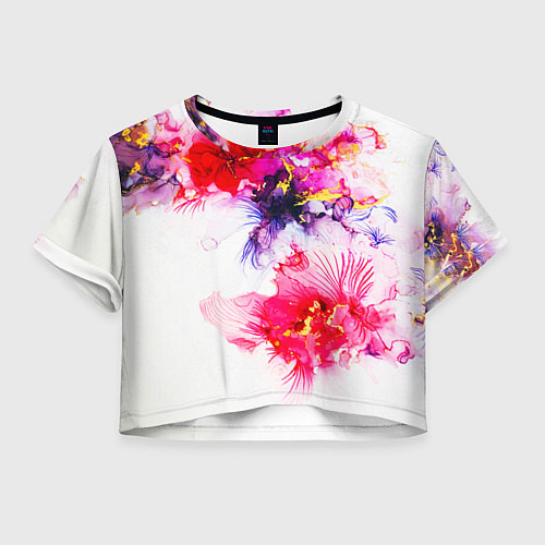 Женский топ Акварельные цветы и золото / 3D-принт – фото 1