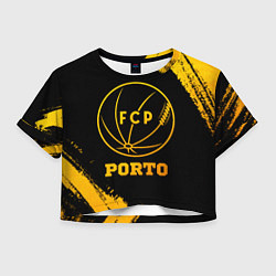 Футболка 3D укороченная женская Porto - gold gradient, цвет: 3D-принт