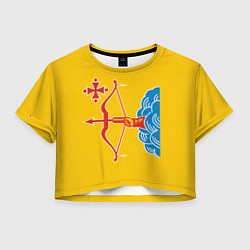 Футболка 3D укороченная женская Кировская область - герб, цвет: 3D-принт