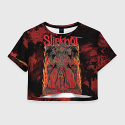 Футболка 3D укороченная женская Slipknot black and red, цвет: 3D-принт