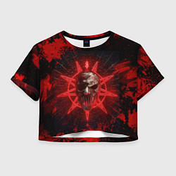Футболка 3D укороченная женская Slipknot red satan star, цвет: 3D-принт