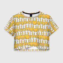 Футболка 3D укороченная женская Милое семейство кроликов, цвет: 3D-принт