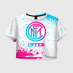 Футболка 3D укороченная женская Inter neon gradient style, цвет: 3D-принт