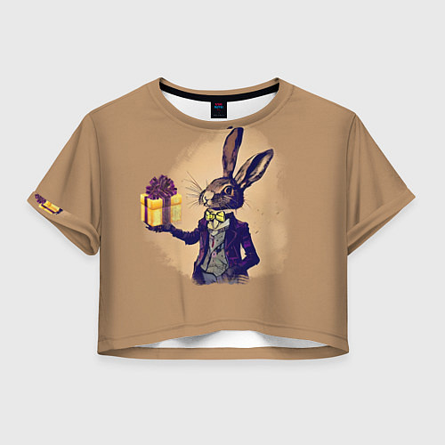 Женский топ Кролик в костюме с подарком / 3D-принт – фото 1