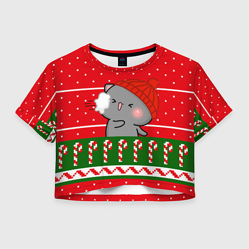 Женский топ Серый котик - игра в снежки / 3D-принт – фото 1