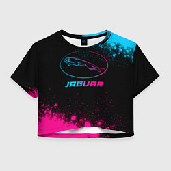 Футболка 3D укороченная женская Jaguar - neon gradient, цвет: 3D-принт