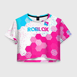 Женский топ Roblox neon gradient style: символ сверху