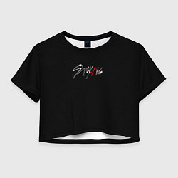 Футболка 3D укороченная женская Stray Kids white logo, цвет: 3D-принт