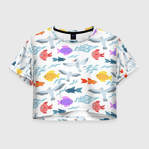 Женский топ Рыбки и чайки / 3D-принт – фото 1