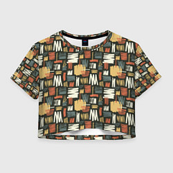 Футболка 3D укороченная женская Узор штрихованный, цвет: 3D-принт