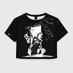 Футболка 3D укороченная женская Easy revenge - Человек бензопила, цвет: 3D-принт