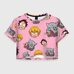 Футболка 3D укороченная женская Главные герои из аниме клинок, цвет: 3D-принт