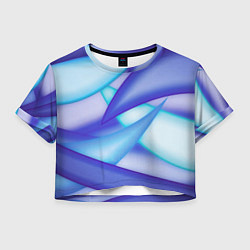 Футболка 3D укороченная женская Синие разводы, цвет: 3D-принт