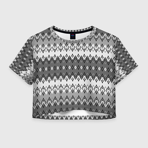 Женский топ Серый геометрический полосатый орнамент / 3D-принт – фото 1